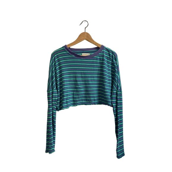 Urban Outfitters Striped Long Sleeve Cropped T Shirt - Picture 1 of 5